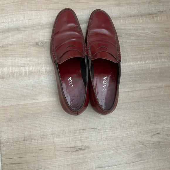 Prada Men's Burgundy Leather Oxfords 9.5 - Picture 2 of 8